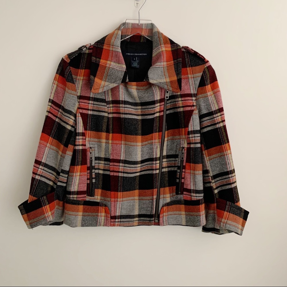 FRENCH CONNECTION Plaid Crop Jacket